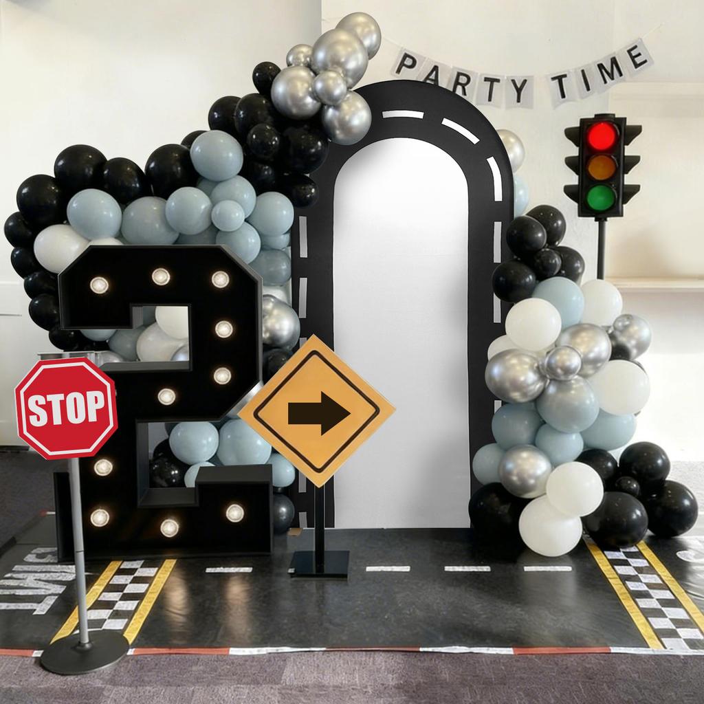 3.28ftx6.56ft Race Car Theme Party Racing Track ArchBackdrop Cover Arches Stand Stretchy Fabric Covers for party decorations