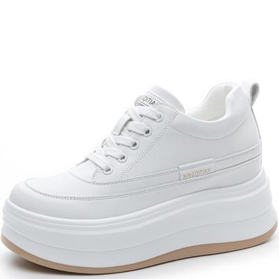 8cm Neues Echtes Leder Vulkanisiert Sommer Hochbequem Klobiger Sneaker Loafer Frühling Herbst Plateau Vulkanisiert Damenschuh