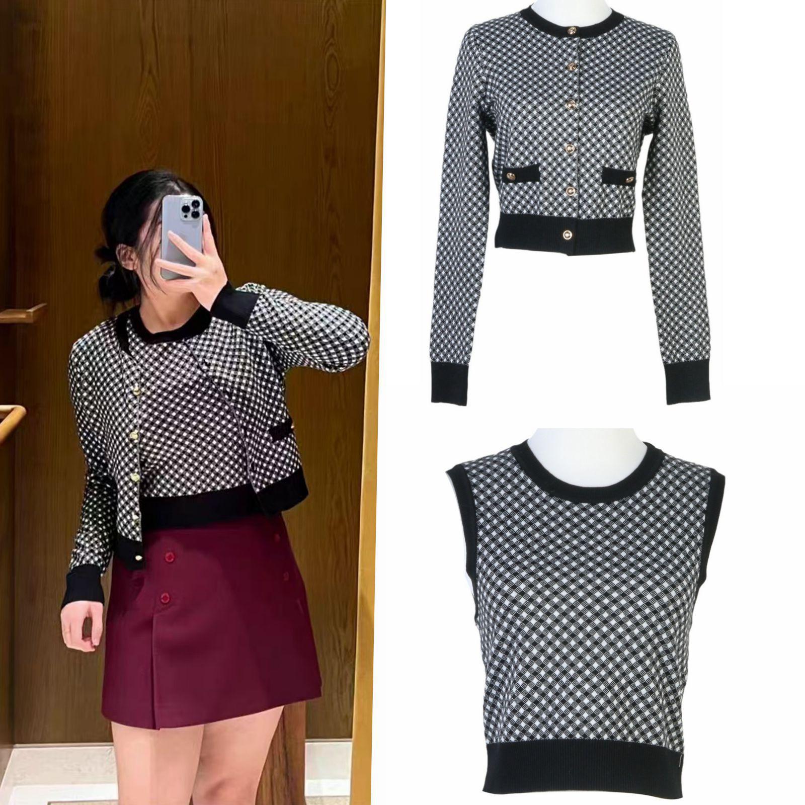 

French S Autumn/Winter 2024 Plaid Knit Cardigan & Vest Set S
