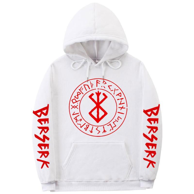Berserk Anime Hooded Sweatshirt Men Loose Fit Fleece Lined Streetwear Casual Pullover Top