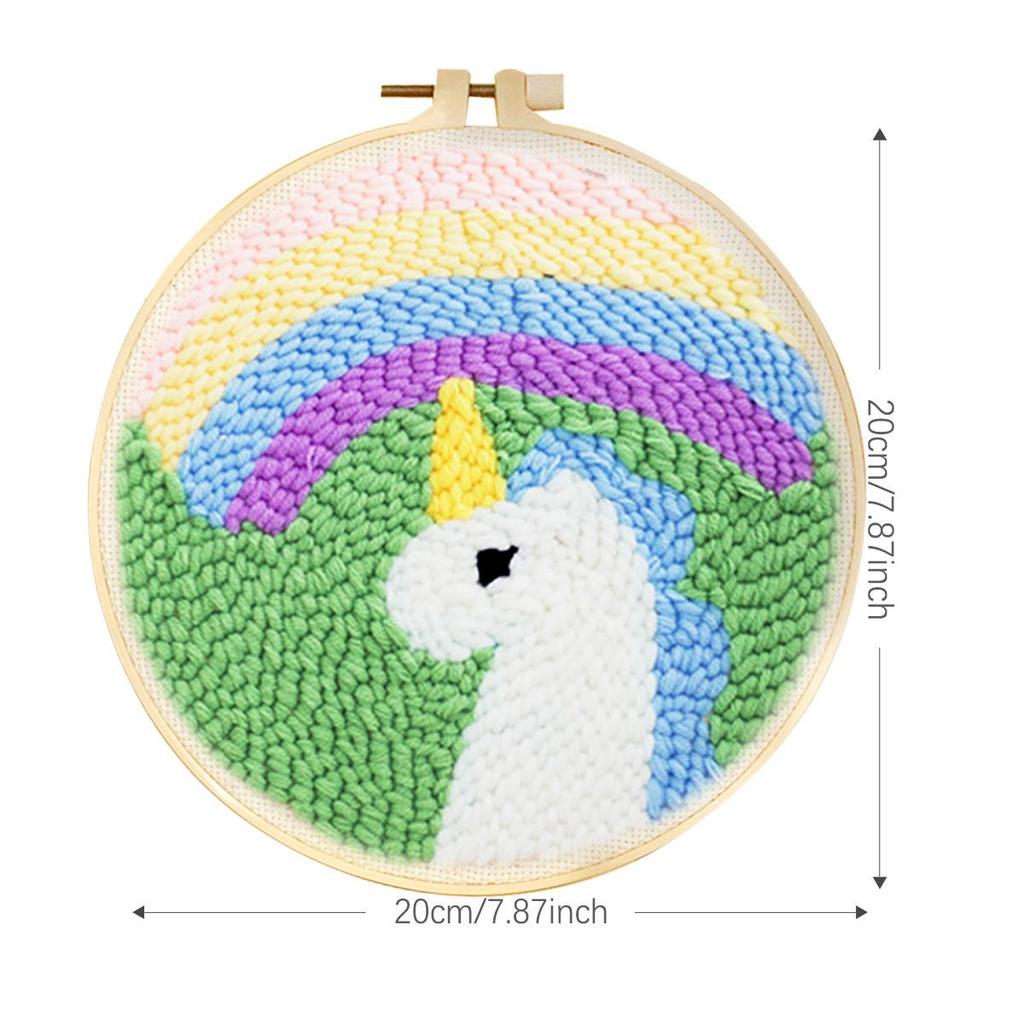 Russian DIY Punch Needle Embroidery Kit: Includes Yarn, Needle, Latch Hook, & Hoop for Knitting & Ornament Crafting