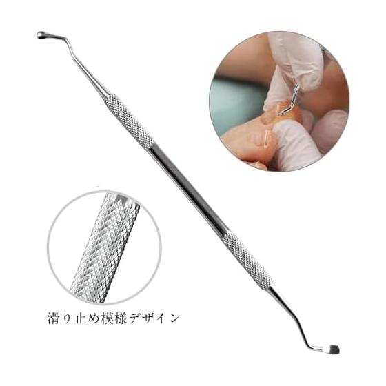 Samcos Nail Scaling Remover, Nail Red, Nail Dirt, Ingrown Toenail Hook, Ingrown Toenail Tool, Stainless Steel, Nail Gap, Debris Removal Rod, Storage