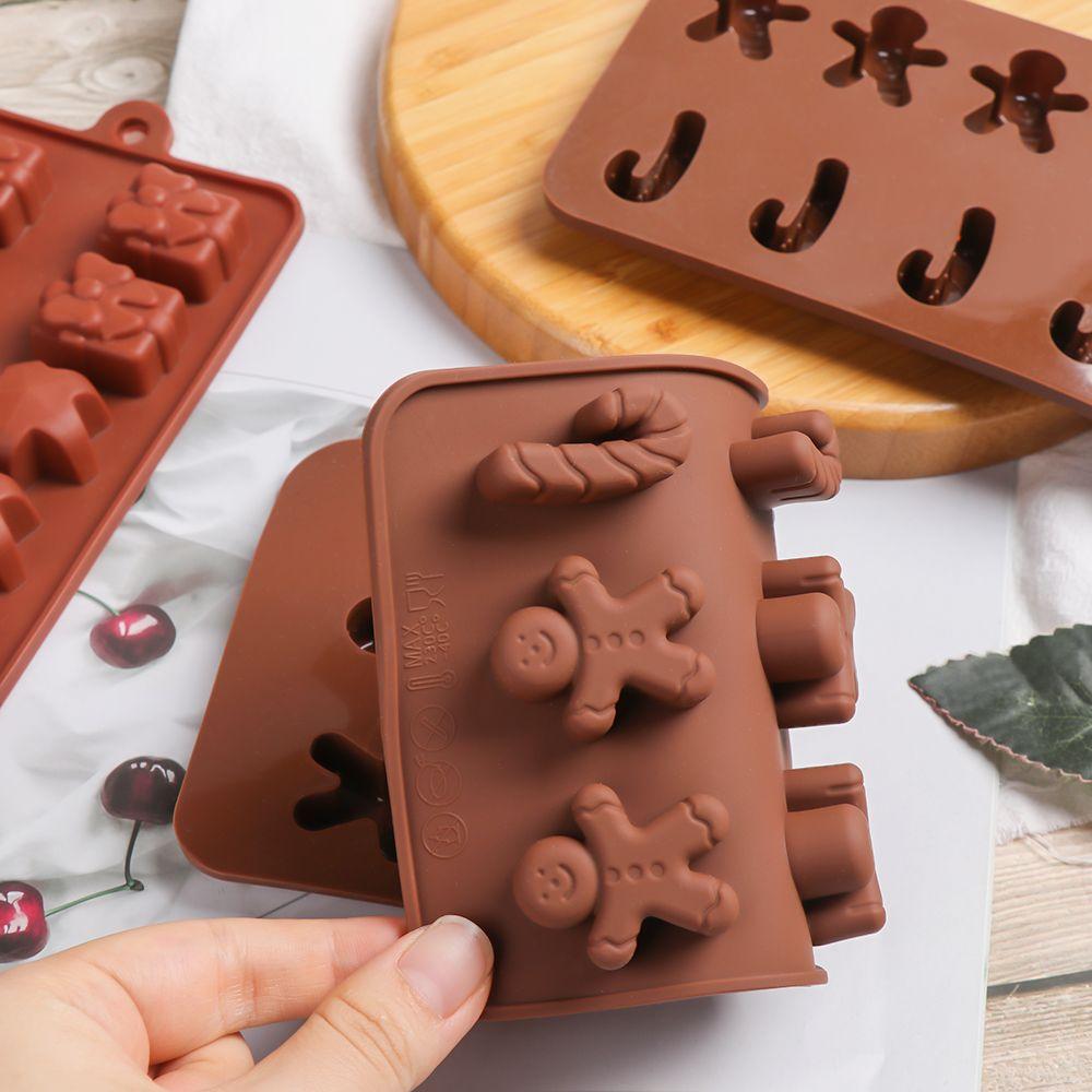 Shaping Giftbox Star Bell Xmas Chocolate Mold Gingerbread Man Baking Trays Christmas Candy Mould