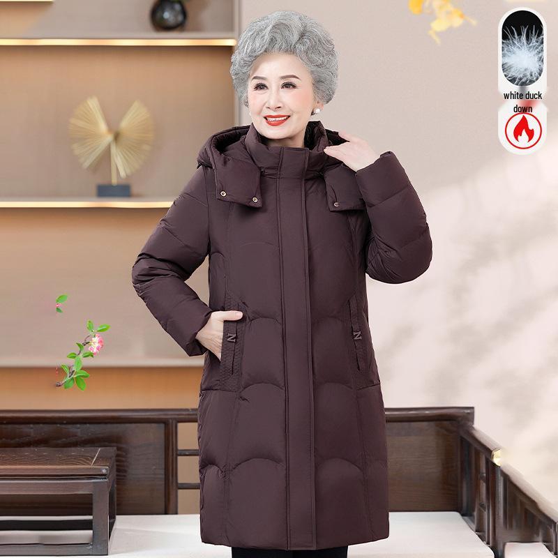 

Elderly Women s 2026 Warm Down Jacket - 50% White Duck Down, Festive Winter Coat 3XL (110-120 lbs) фіолетовий