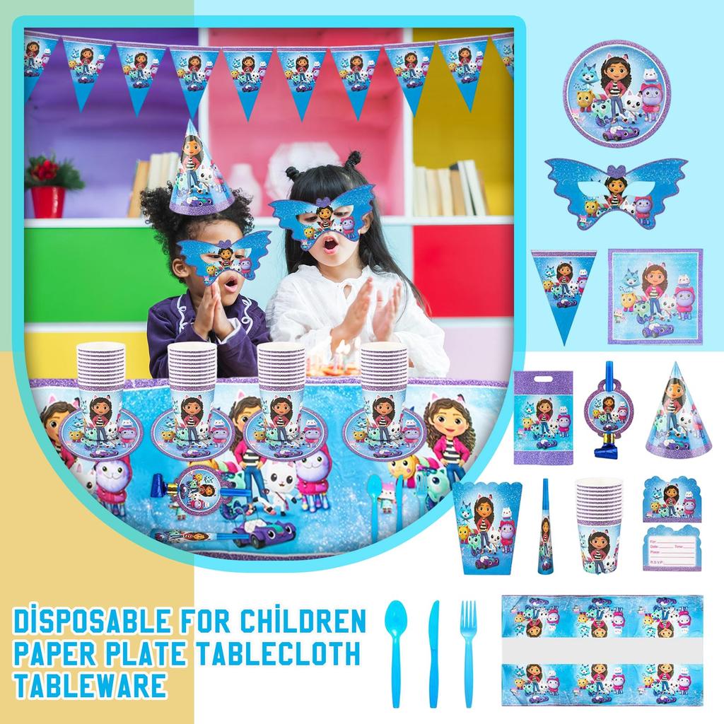 Birthday Venue Decoration: Children's Disposable Paper Plates, Tablecloths, Tableware