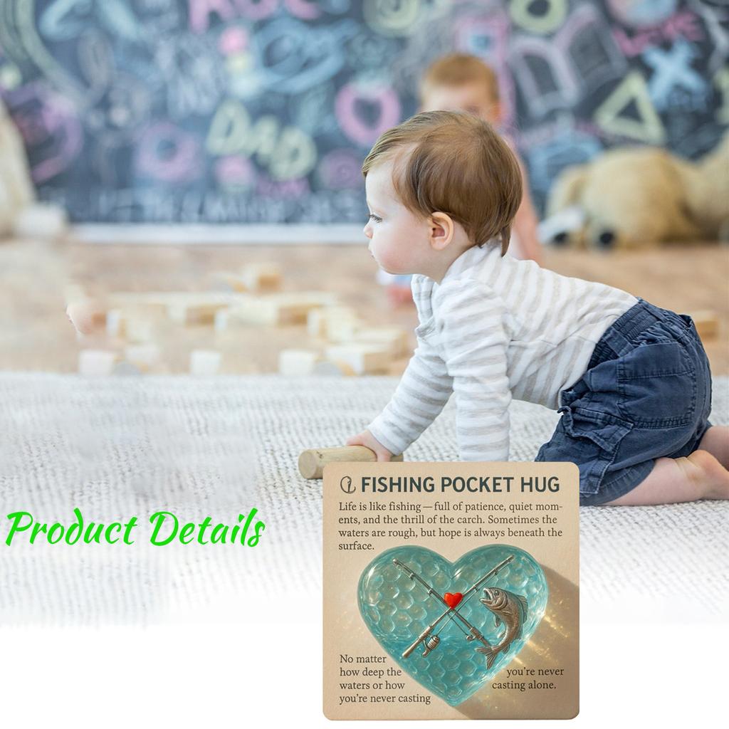 Fishing Enthusiast Pocket Hug With Gift Card - Handmade Sea Glass And Metal Ornament, A Thoughtful Gift For Fishing Lovers, An Inspiring Keepsake