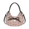 Fashion Bow Handbag for women Sweet Print Metal heart Pendant Underarm pouch Single shoulder Commuting Hand-held Crossbody bag