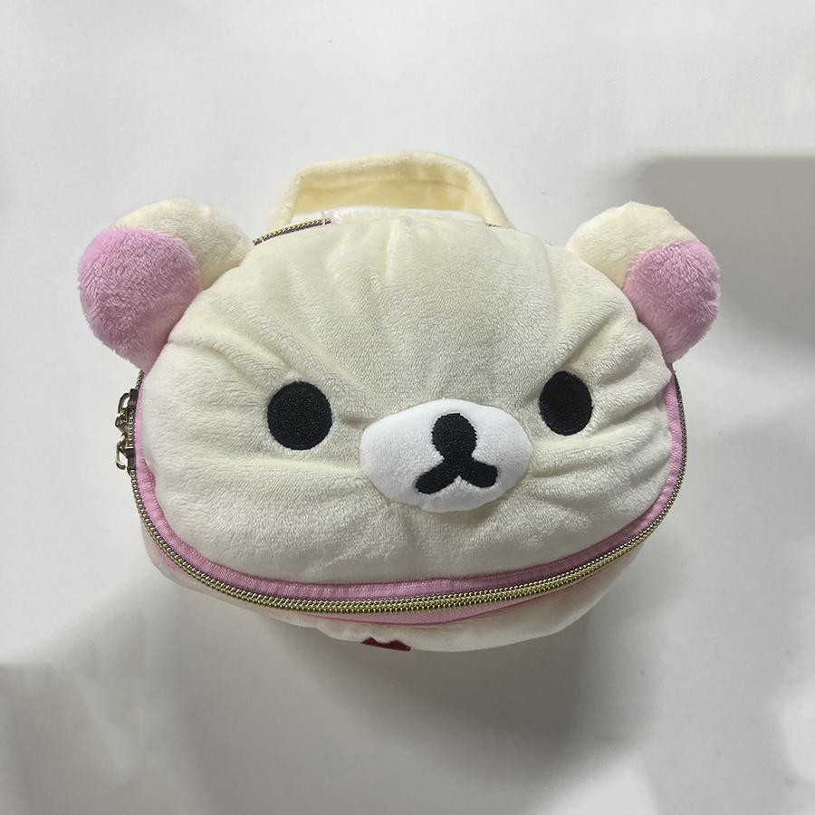 Cute 3D Bear Girl Elliptical Makeup Bag Portable Cartoon Storage Pouch