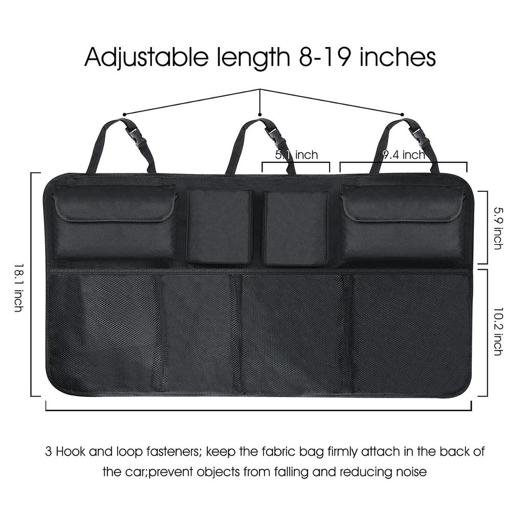 Universal Car Trunk Organizer Adjustable Backseat Storage Bag Net High Capacity Multi-use Oxford Automobile Seat Back Organizers