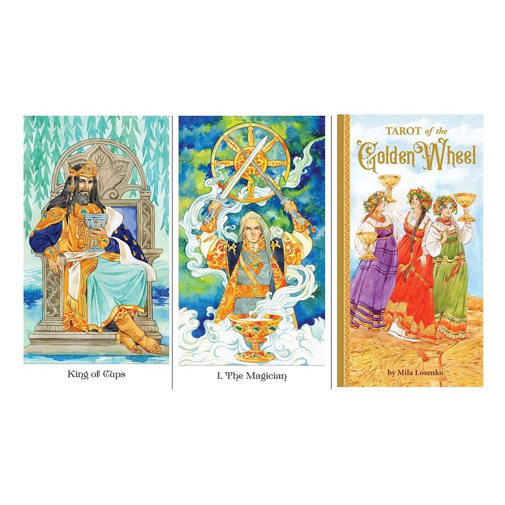 Kancharo 78-Karten Tarotkarten-Set [Tarot des Goldenen Rades] Enthält japanische Tarotkarten-Anleitung & Beutel (Authentisch)