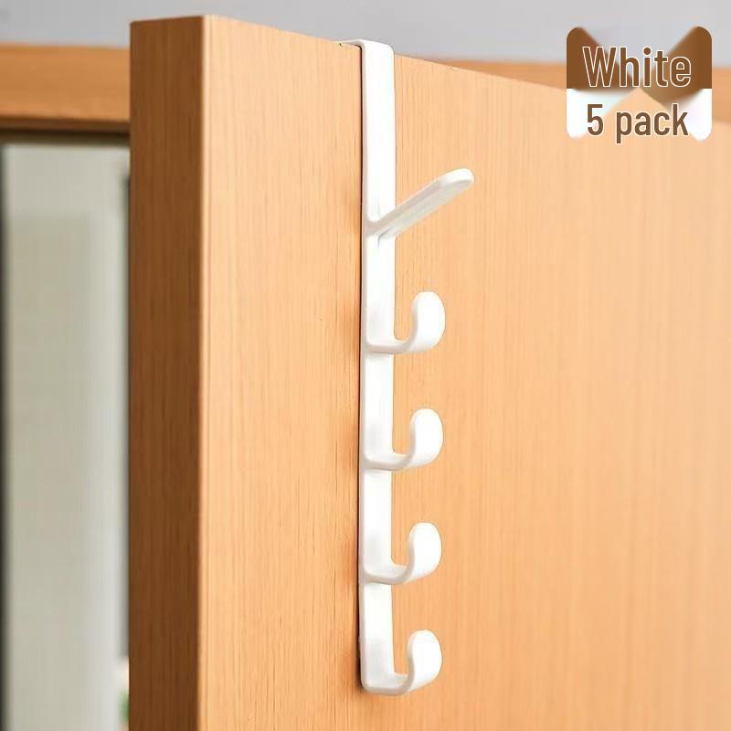 Over-Door Vertical Hooks Clothes & Hat Rack, No-Drill Installation for Bedroom/Dorm Use