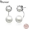 BAMOER New 100% Authentic 925 Silver Simulated Pearls Jewelry Special Style Female Drop Earrings SCE002