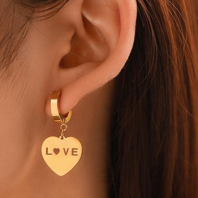 Stainless Steel Earrings Elegant Delicate Heart Dangle Letter Love Earrings For Women Jewerlry Valentine's Day Atmospheric Gifts
