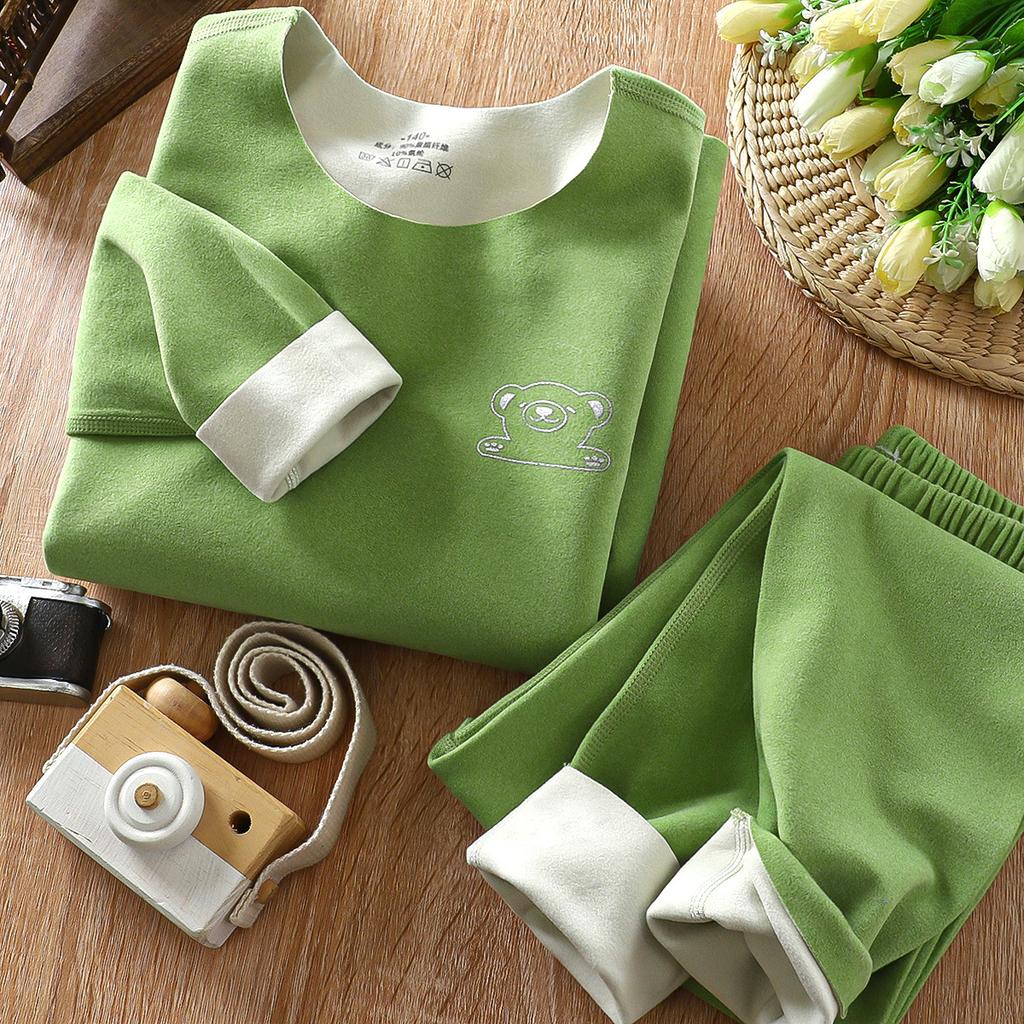 Children's Set Autumn/Winter New Boys' Autumn Clothes and Pants Set, Middle Children's Warm Underwear Set