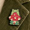 Brooch Pin, Frog Mushroom Design Lapel Pin, Enamel Glaze Bright Color Badge with Standard Safety Pin, Versatile Badge for Clothing Bags Hats Shoes