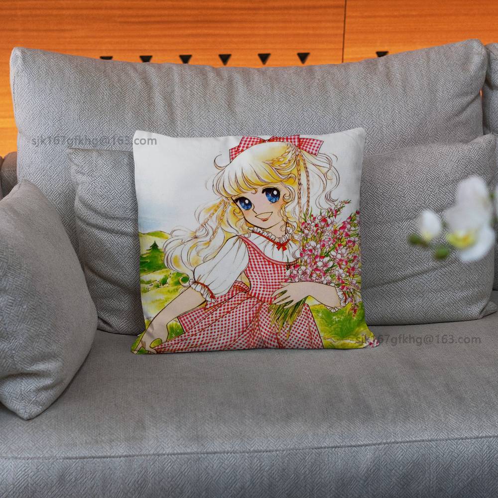 C-Candy Süßigkeit Anime Kissenbezug Anti-Milben Kissenbezug Unsichtbarer Reißverschluss seidiger kurzer Plüsch Sofakissenbezug