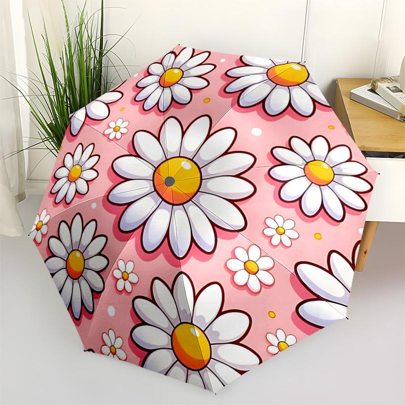 1pc Flower Pattern Fashionable Automatic Opening/Closing Folding Umbrella with 8 Bones, Windproof Portable, Daily Use155