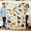 Cat Pattern Flannel Blanket Soft Cozy Throws Napping Travel Use