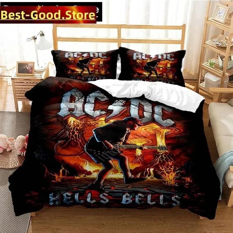 Fashion AC DC Rock Band Bedding Set Printed Bed Set With Pillowcase Bed Duvet Cover Soft Single Double Queen Super King Size