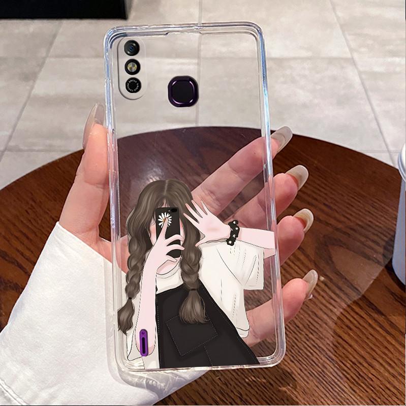 For Infinix Smart 4 4C Case X653 X653C Clear Aesthetic Luxury Cute Love Rabbit Funny Soft TPU Cover Infinix Smart 4c Phone Case