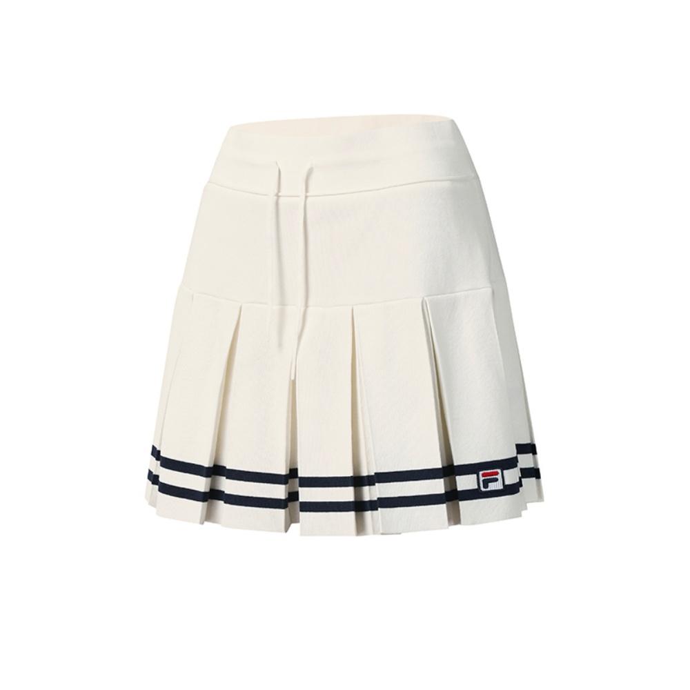 Fila Tennis Fashion Minimalist Classic Retro Sports Pleated Casual Skirt Women Skirts Egrets-White A11W543307FWT
