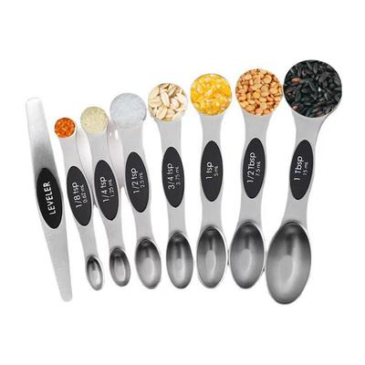 Juego de 8 Cucharas Medidoras Magnéticas de Acero Inoxidable para Hornear y Cocinar