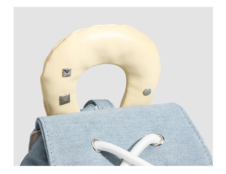 2025 Trendy Women's Denim Color Block Backpack - College Style Handbag & Shoulder Bag