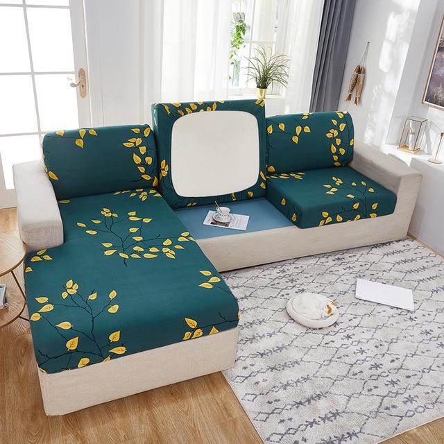 Printed Stretchy Sofa Seat Cushion Cover Soft Breath Fabric Chair Cover Pet Owners Kids Living Room Room Furniture Protector Washable Case