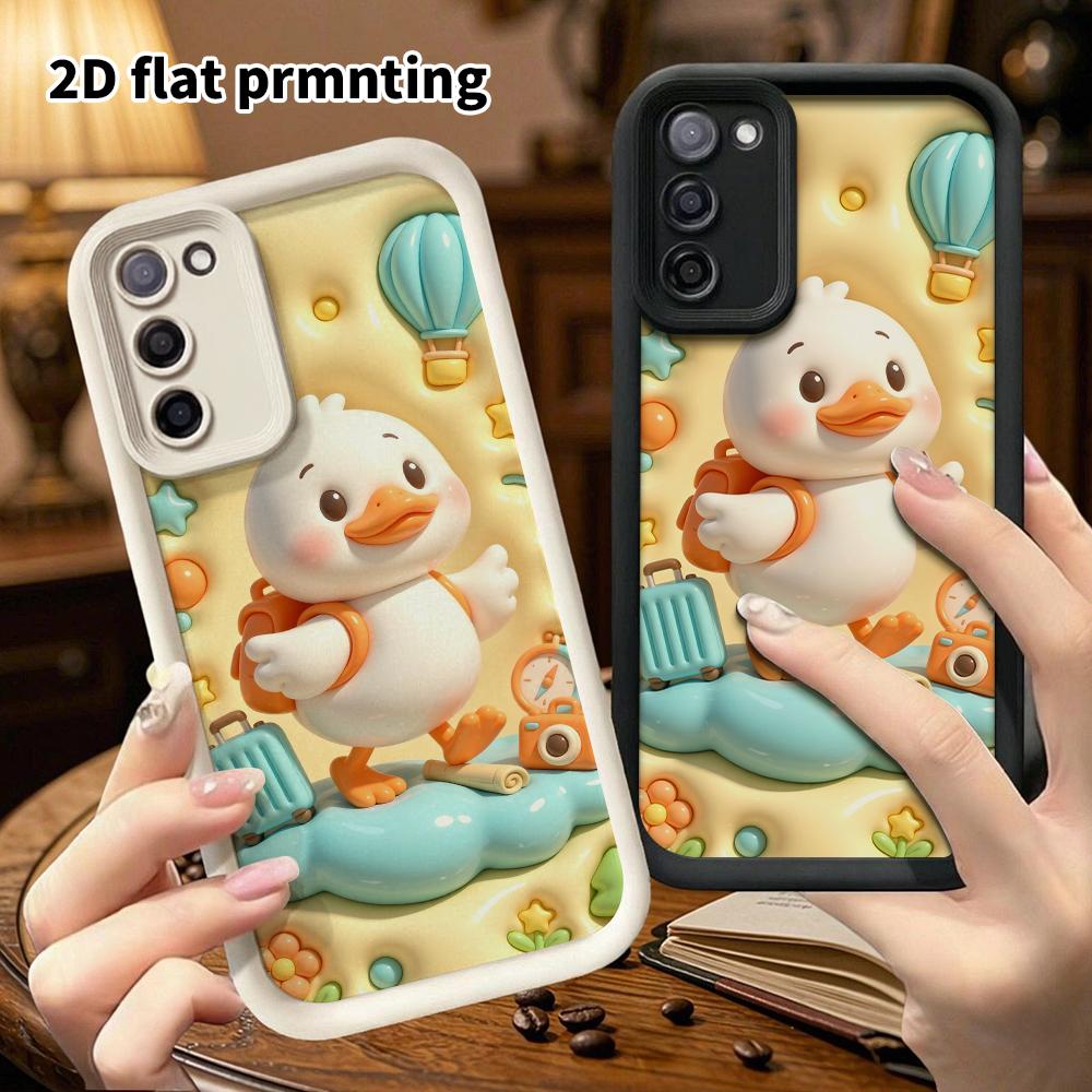 Phone Case: 2D flat design suitable for Samsung Galaxy A34 A35 M05 M06 S20 S22 S21 FE Plus 5G protective case, travel little white duck, perfect Chris