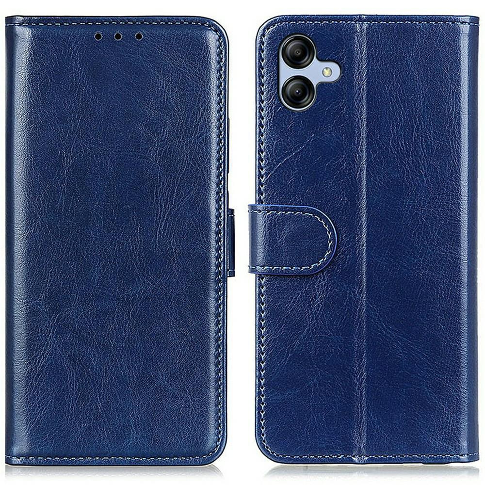 

For Samsung Galaxy A07 Case Crazy Horse Texture PU Leather Phone Stand Cover Blue