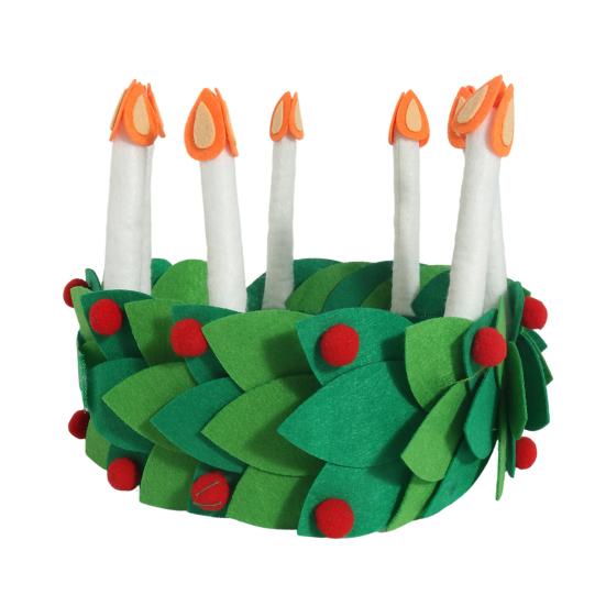 Christmas Crown Candle Felt Headband Holiday Wreath Design Handmade Felt Christmas Decorative Hat Cosplay Supplies