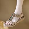 Bohemian National Style Versatile Fashion Trend Flat Sandals For Women's Elastic Straps Lightweight And Comfortable Sandals