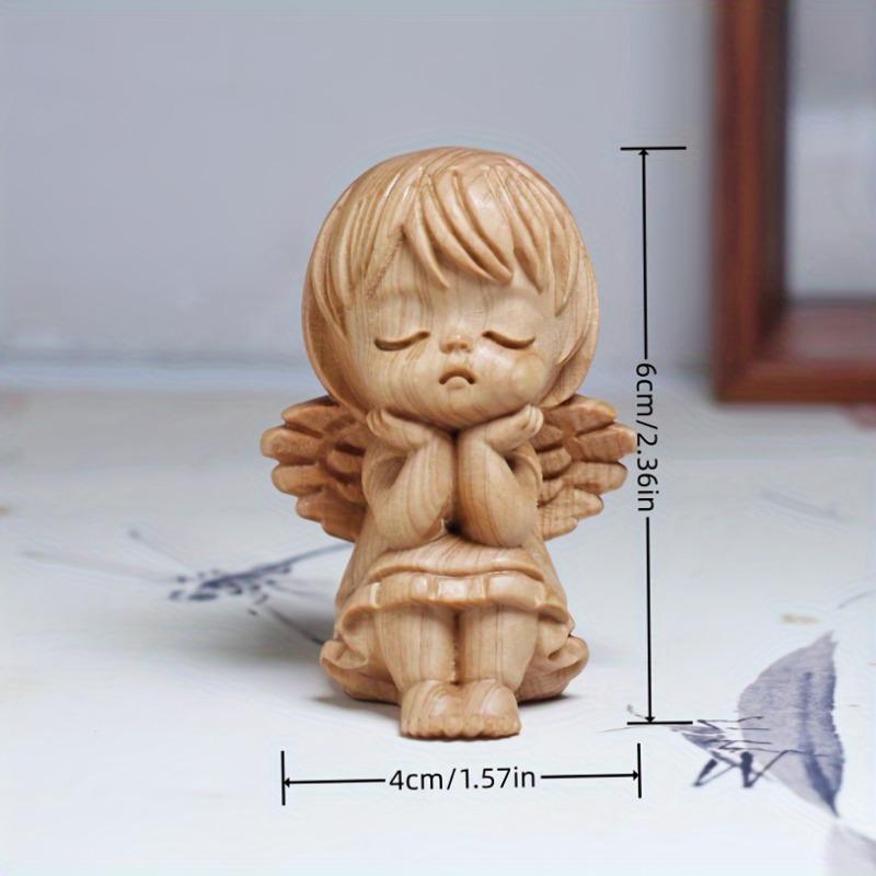 Wooden Angel Figurine Cute Heart-Shaped Wooden Home Decor Indoor Outdoor Statue Ornament Ideal for Christmas Gift Multiple Sizes Available