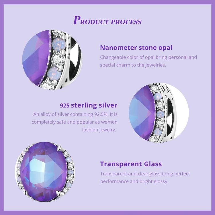 Bamoer 925 Sterling Silver Moonlight Jewels Charm Moonlight Castle Beads for Bracelet DIY Jewelry