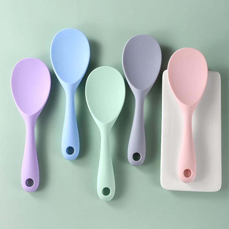 Kitchen Utensils Food Grade Heat Resistant Silicone Rice Spoon Heat Resistant Sushi Scoop Silicone Rice Paddle, 1pc