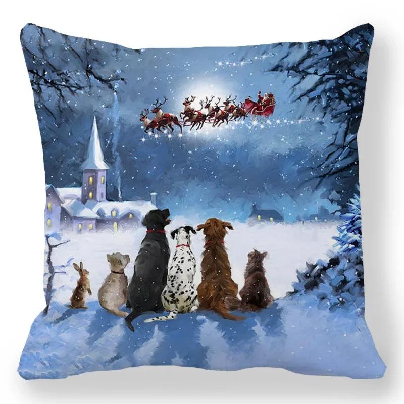 1 piece of Christmas Day party decoration pillowcase Winter Snowman animal print cushion suite room home decoration gift