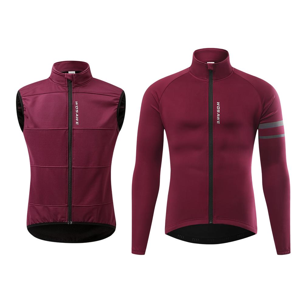 Wosawe Colete e jaqueta térmica masculina para esportes ao ar livre, à prova de vento, de lã, quente