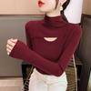 Women's Slim-Fit Knitted Sweater with Semi-High Neck and Hollow Design