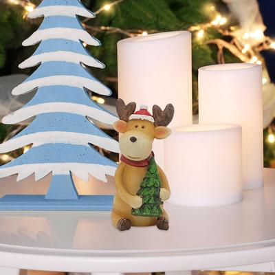Christmas Resin Elk Figurine Reindeer Ornament Table Desk Fireplace Collectibles Decorative Small