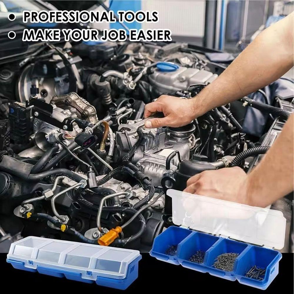 1Pcs Blue Red Parts Storage Box 4 Compartments Tool Part Container Bin New Screw Organizer Box