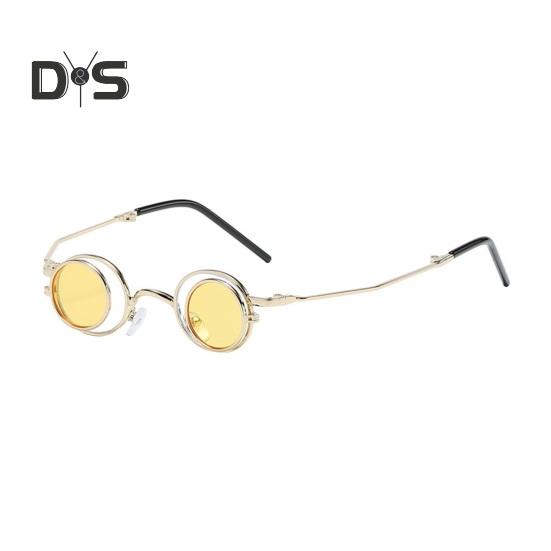 

Круглые солнцезащитные очки с откидной оправой, маленькие круглые поляризованные очки для мужчин и женщин, ретро-панк, солнцезащитные очки UV400 для вечеринки в стиле рейв жёлтый