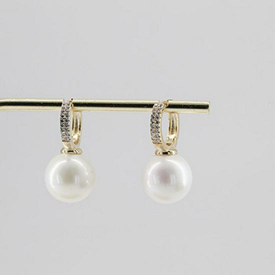 Korean Wave Zirconia & White Pearl Earrings with S925 Silver Needle - Light Luxury Jewelry