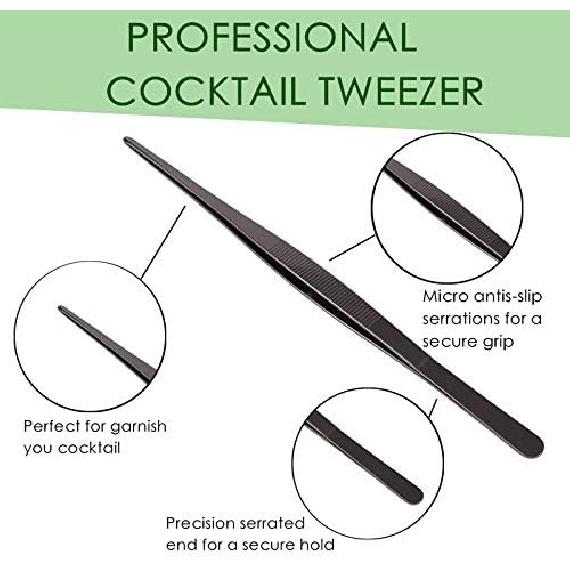Tongs Tweezers - 12 Inch / 30cm Long Food Tongs Straight Serrated Forceps Cocktail Tweezers Bar Tool, ITTZ0001 (Glod)