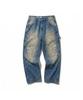 Extraordinary Vintage Washed Double Knee Denim Blue