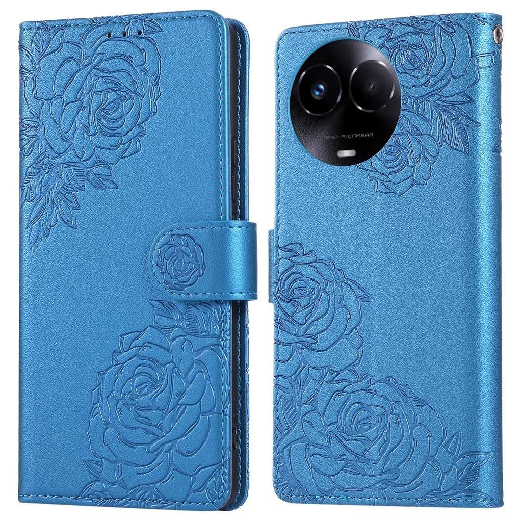 Phone Case For Realme 11 5G (Global)/C67 5G/11x 5G Rose Flower PU Leather Wallet Phone Cover with 3 Card Slots