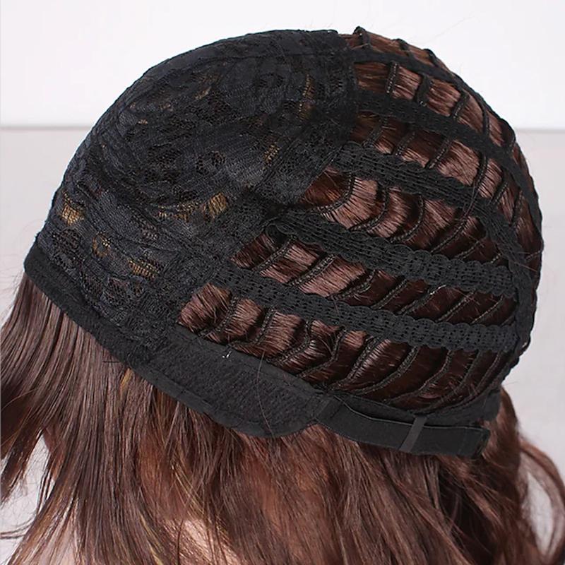 Sentetik Saç Kısa Düz Peruklar Beyaz Kadınlar İçin Karışık Kahverengi Peruklar Kaküllü Peruk Kısa Saç Perukları