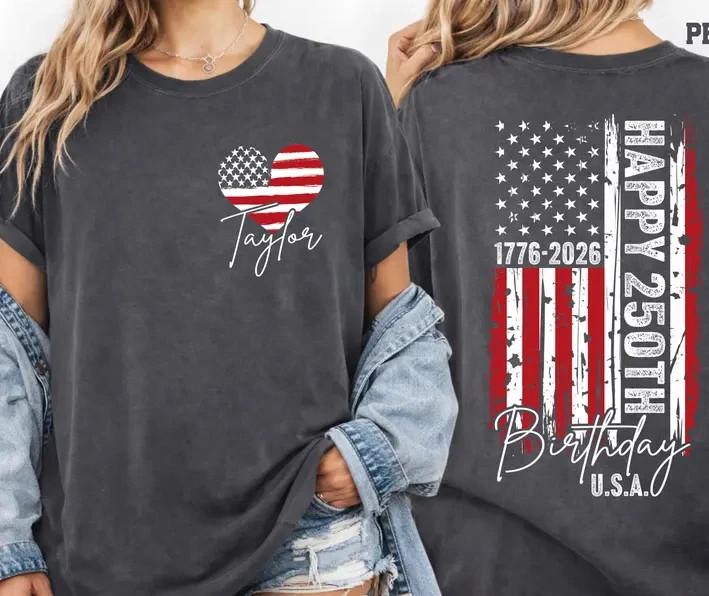 USA 250th Birthday Shirt 17762026 Independence Day Tee XL