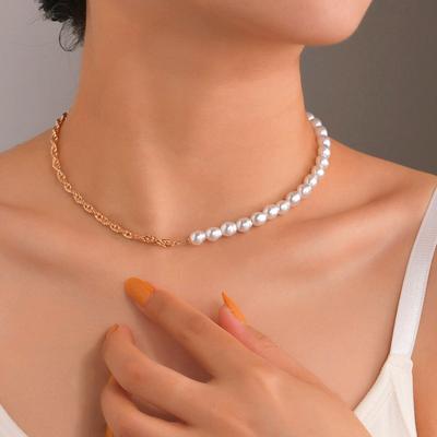 Asymmetrical Twist Chain, Collarbone Chain, Neck Chain, Special-shaped Imitation Pearl Necklace, Accessories.
