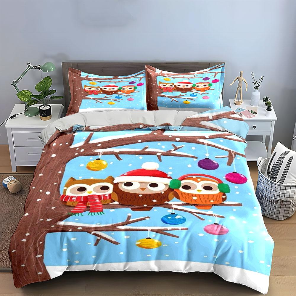 Owls on tree branches. Bedding sets Duvet cover sets Duvet covers Pillowcases(1*Duvet Cover 2*Pillowcases without duvet insert)