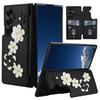 Crossbody Phone Case for Samsung Galaxy Z Fold 7 Fold 6 5 4 Flower Design Card Slot Flip Wallet Holder Hand Strap Leather Cover